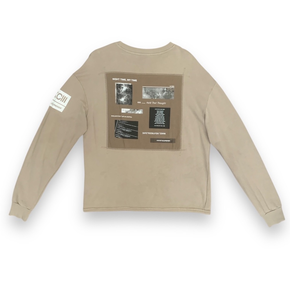 Beige Graphic Back-Patch Crewneck Sweater Size Small